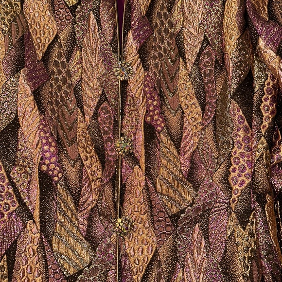 Rare Vintage Gold shimmer & shine brocade cocktail jacket. Woman’s 10. - Picture 4 of 14